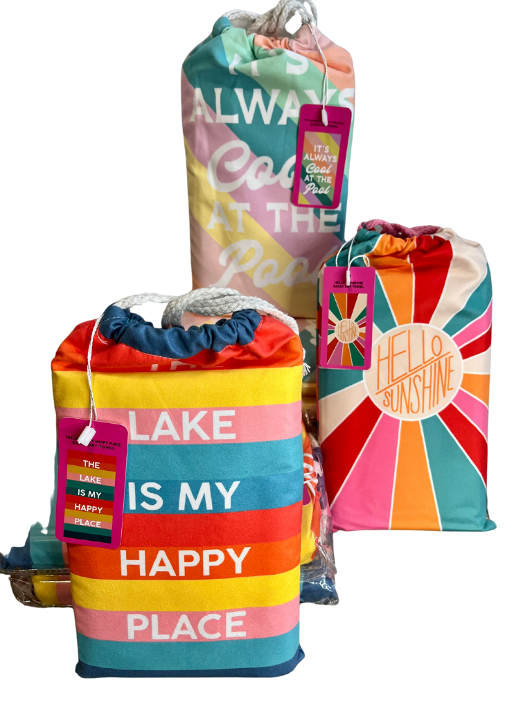 Three Different Towels - " The Lake is My Happy Place" in Front
