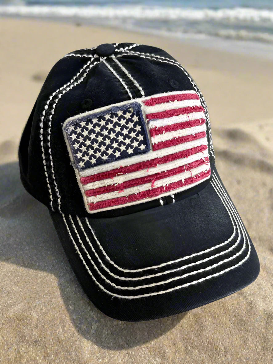 American Pride Hat with Embroidered Chenille Patch