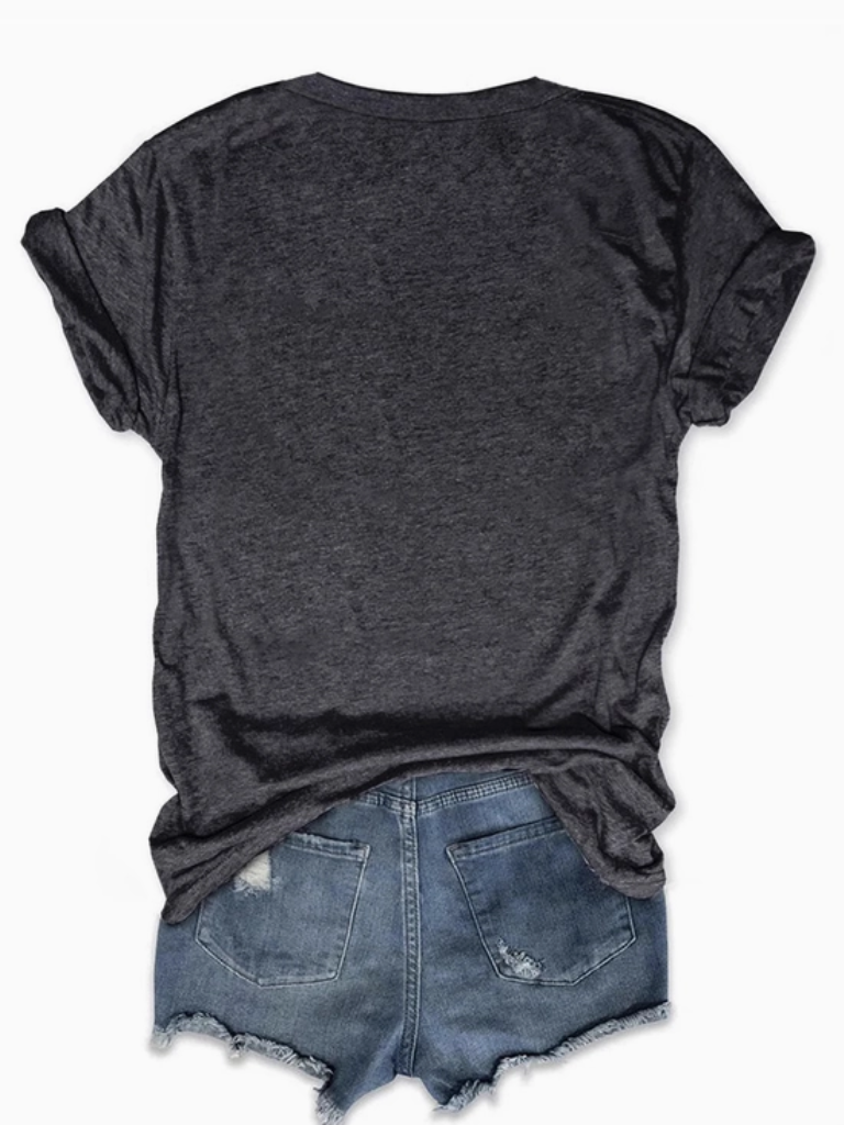 Be Kind - Peace & Daisy Floral Graphic Crewneck Tee Back View, Flat Lay.