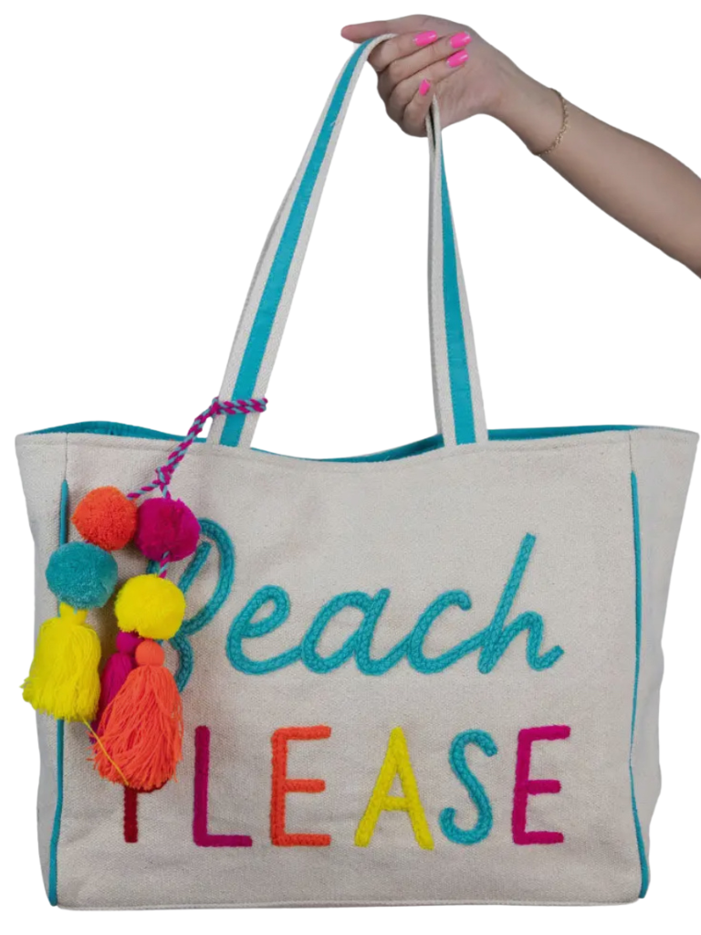 Beach Please Tote Bag Being Held