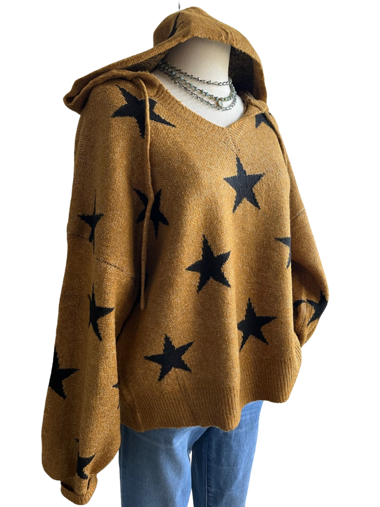Stars Pattern Hoodie Sweater Slight Side View