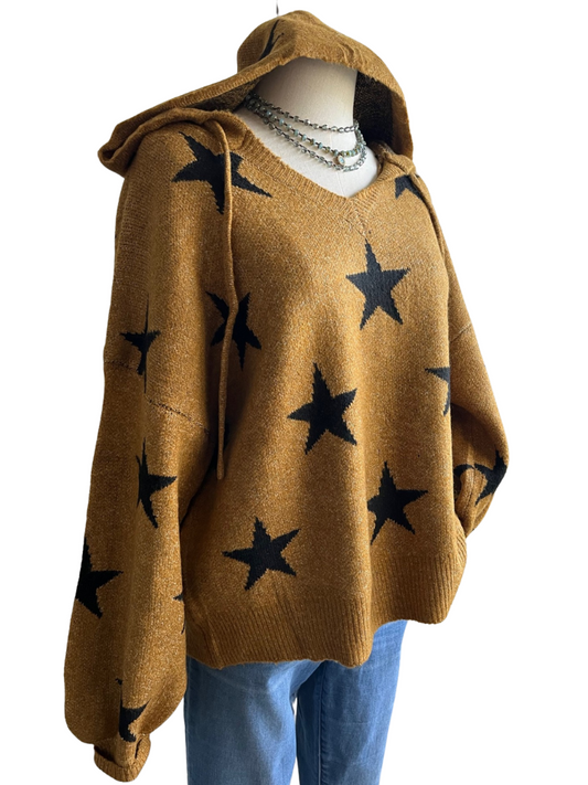 Stars Pattern Hoodie Sweater Slight Side View