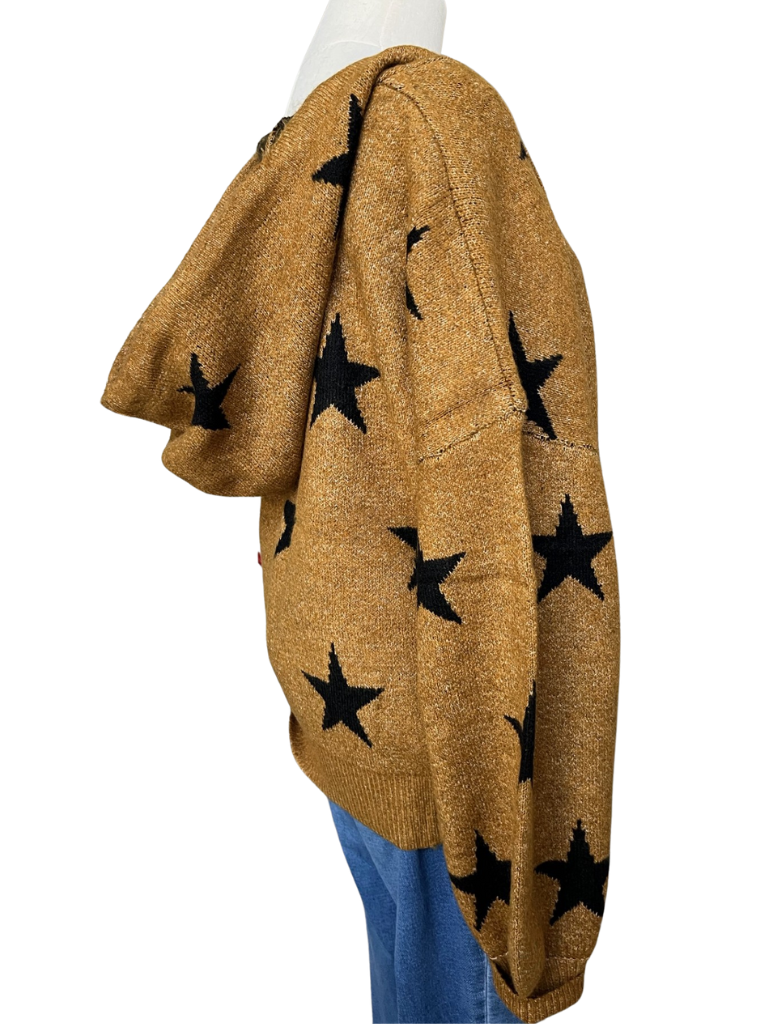 Stars Pattern Hoodie Sweater Side View
