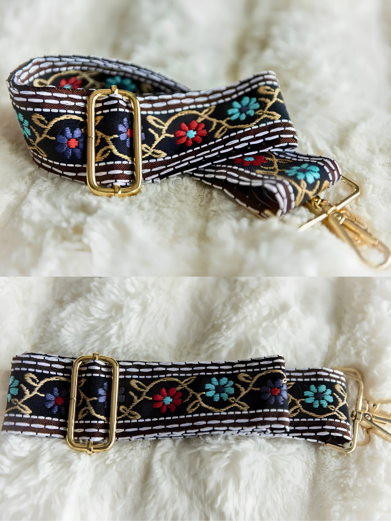 Flower Power Crossbody Embroidered Detachable Guitar Strap 2 Views