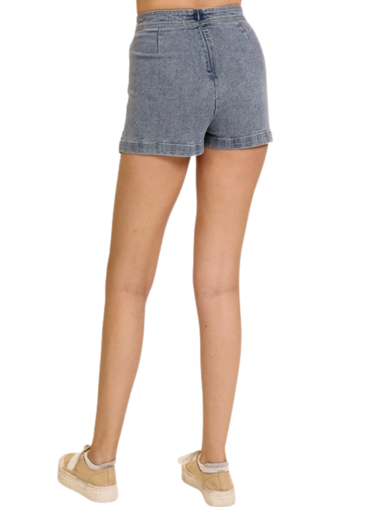 High Waisted Stretchy Denim Skort